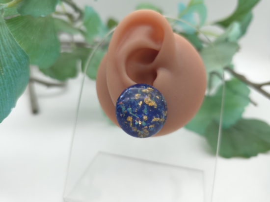 Preview: dunkelblau Ohrstecker mit goldfarbenen Teilchen